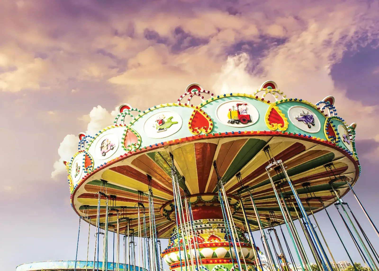 Colourful swing ride at Amrapali Funland